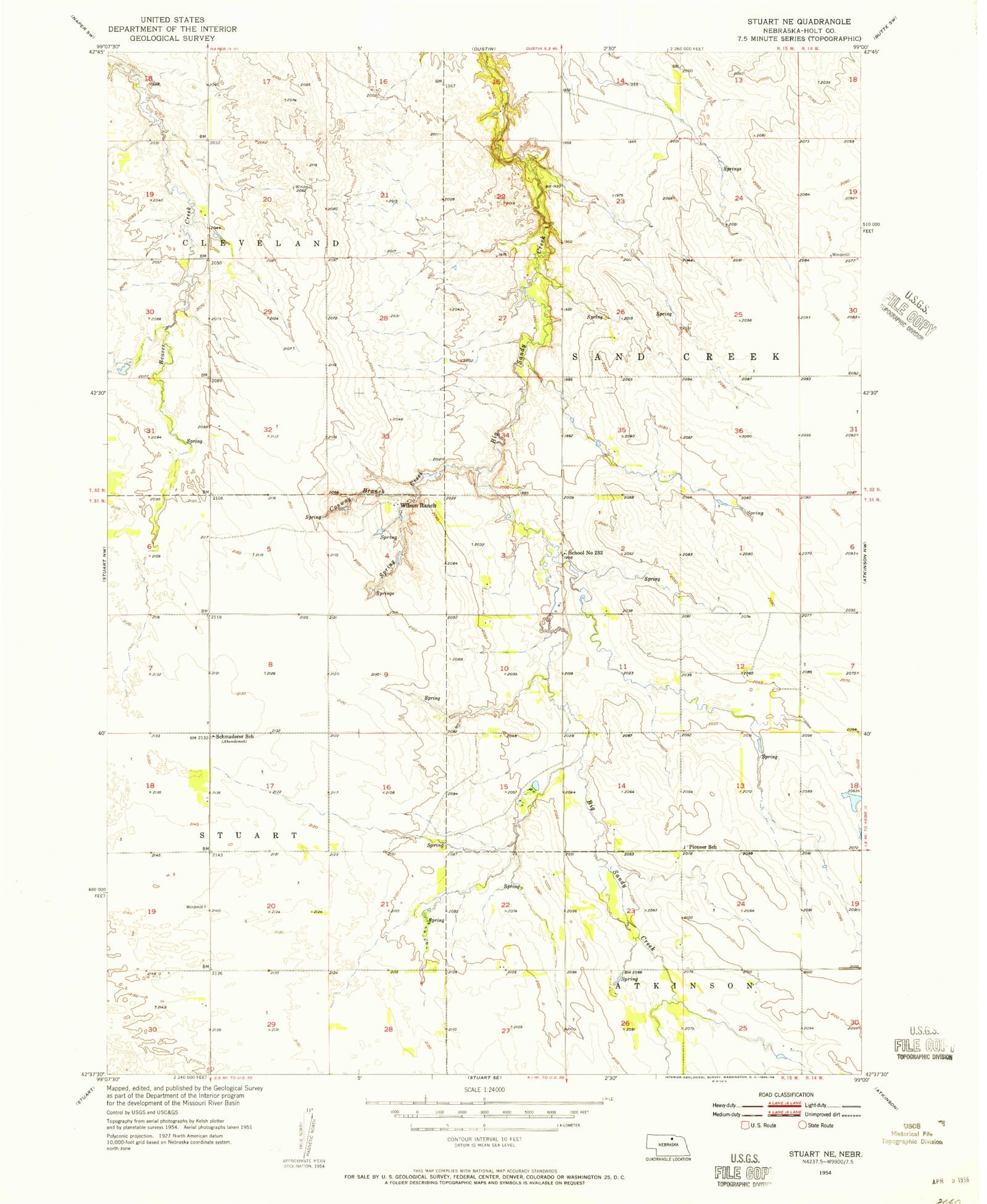 Classic USGS Stuart NE Nebraska 7.5'x7.5' Topo Map – MyTopo Map Store