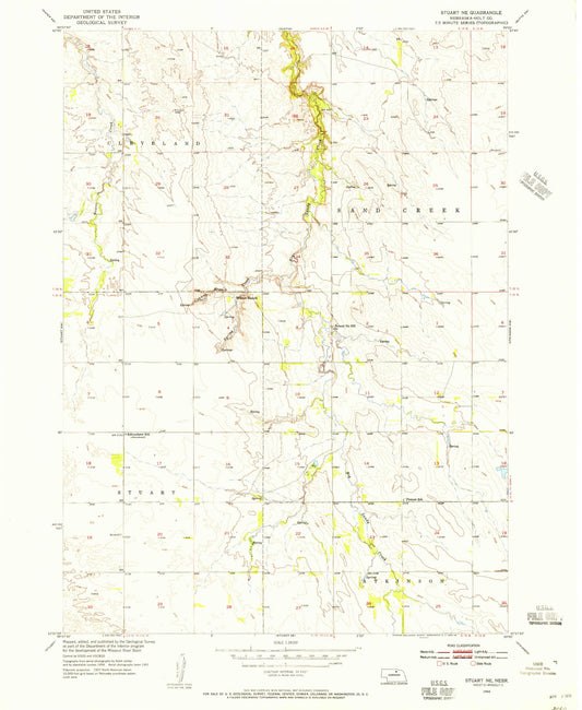 Classic USGS Stuart NE Nebraska 7.5'x7.5' Topo Map Image