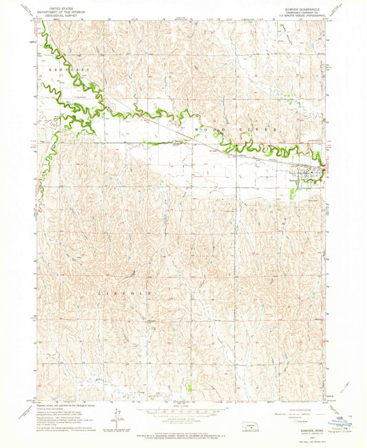 Classic USGS Sumner Nebraska 7.5'x7.5' Topo Map Image