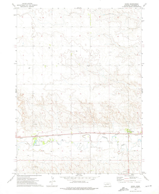 Classic USGS Sunol Nebraska 7.5'x7.5' Topo Map Image