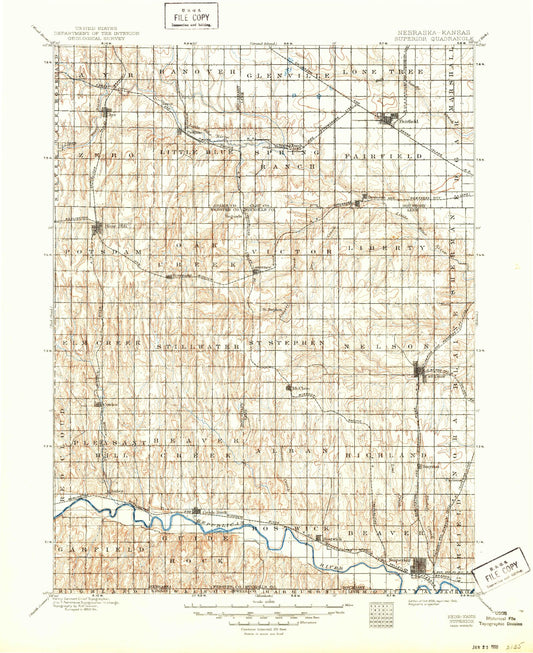Historic 1898 Superior Nebraska 30'x30' Topo Map Image