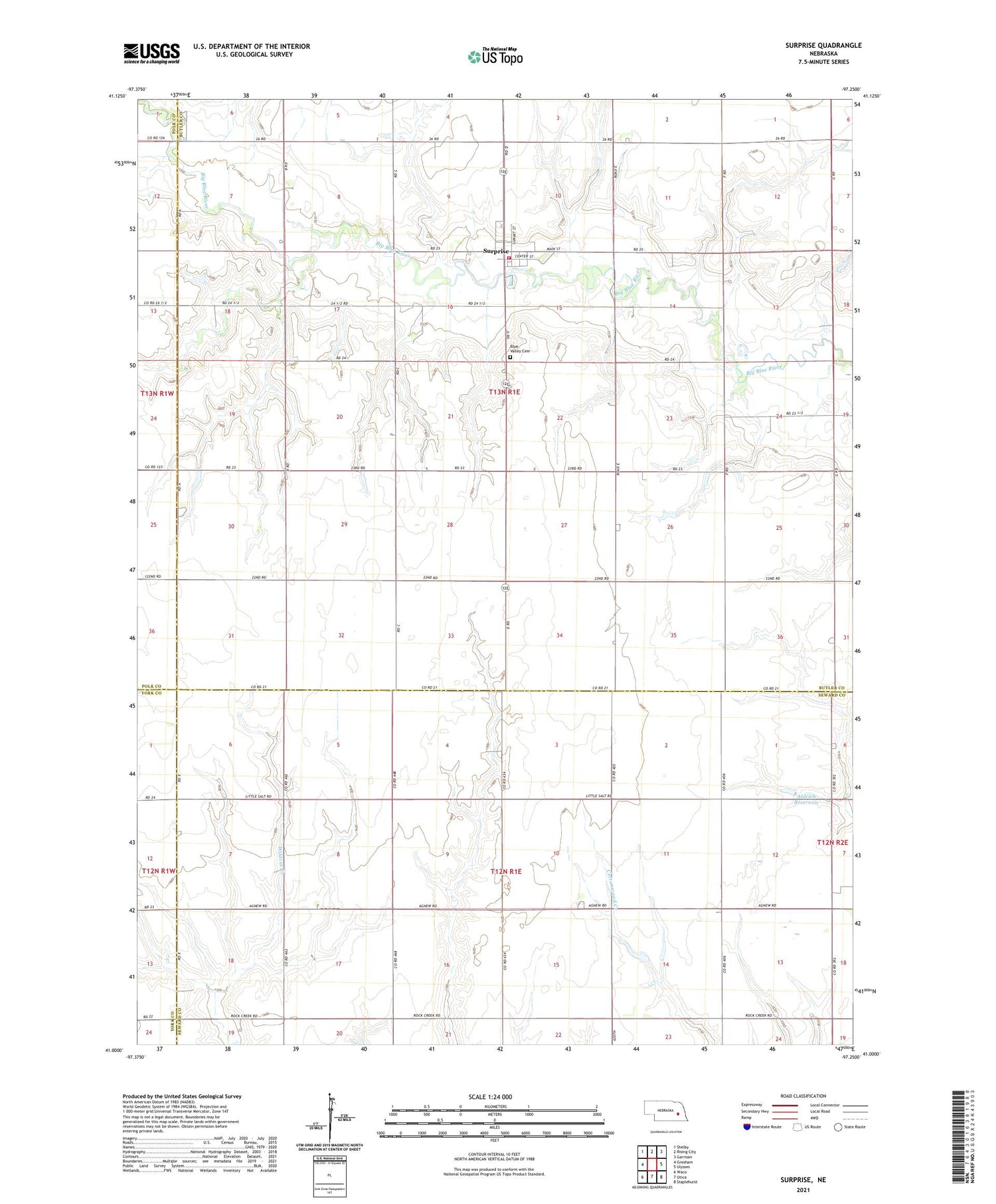 Surprise Nebraska US Topo Map Image