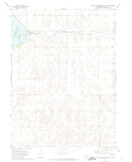 Classic USGS Sutherland Reservoir East Nebraska 7.5'x7.5' Topo Map Image