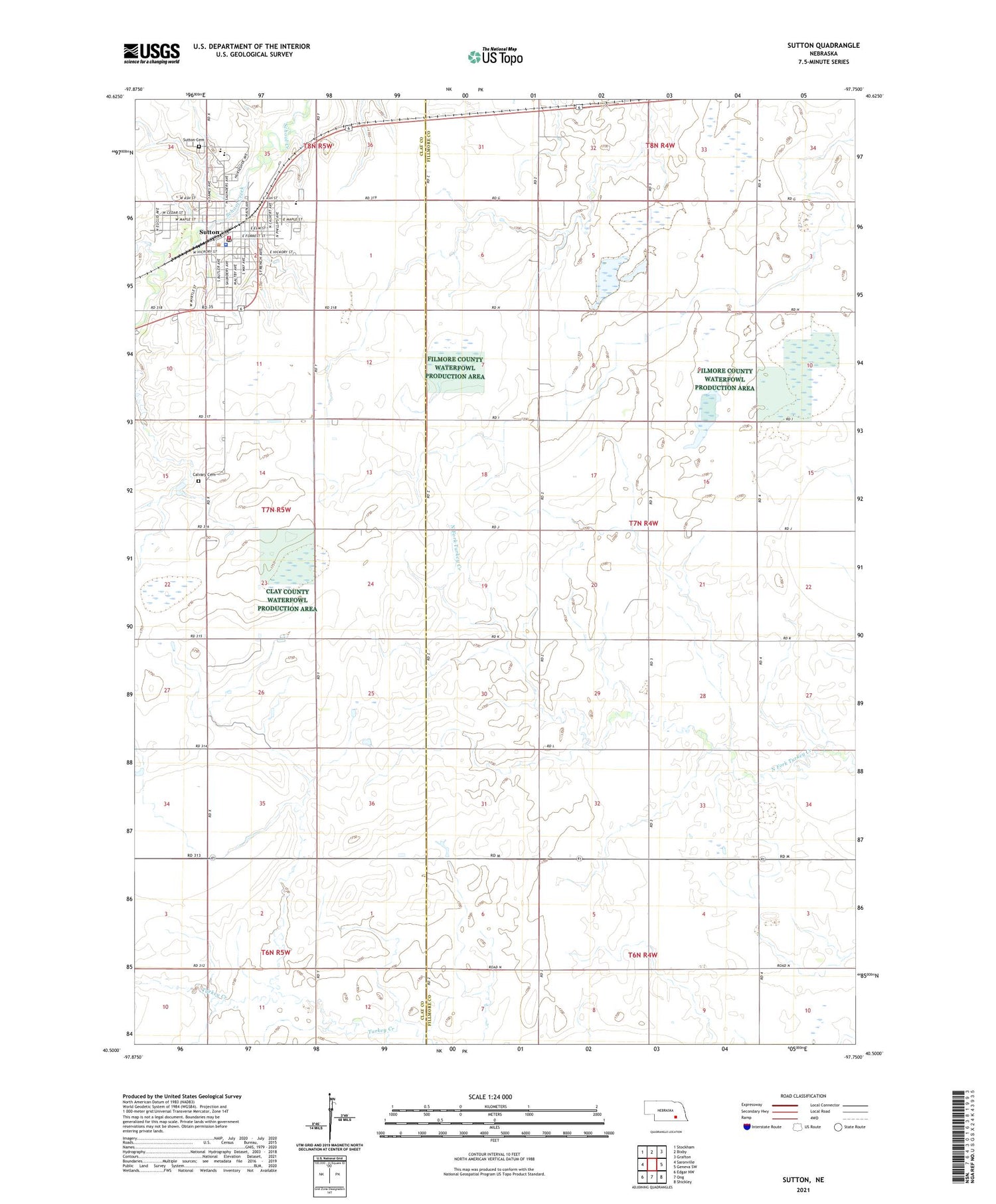 Sutton Nebraska US Topo Map Image