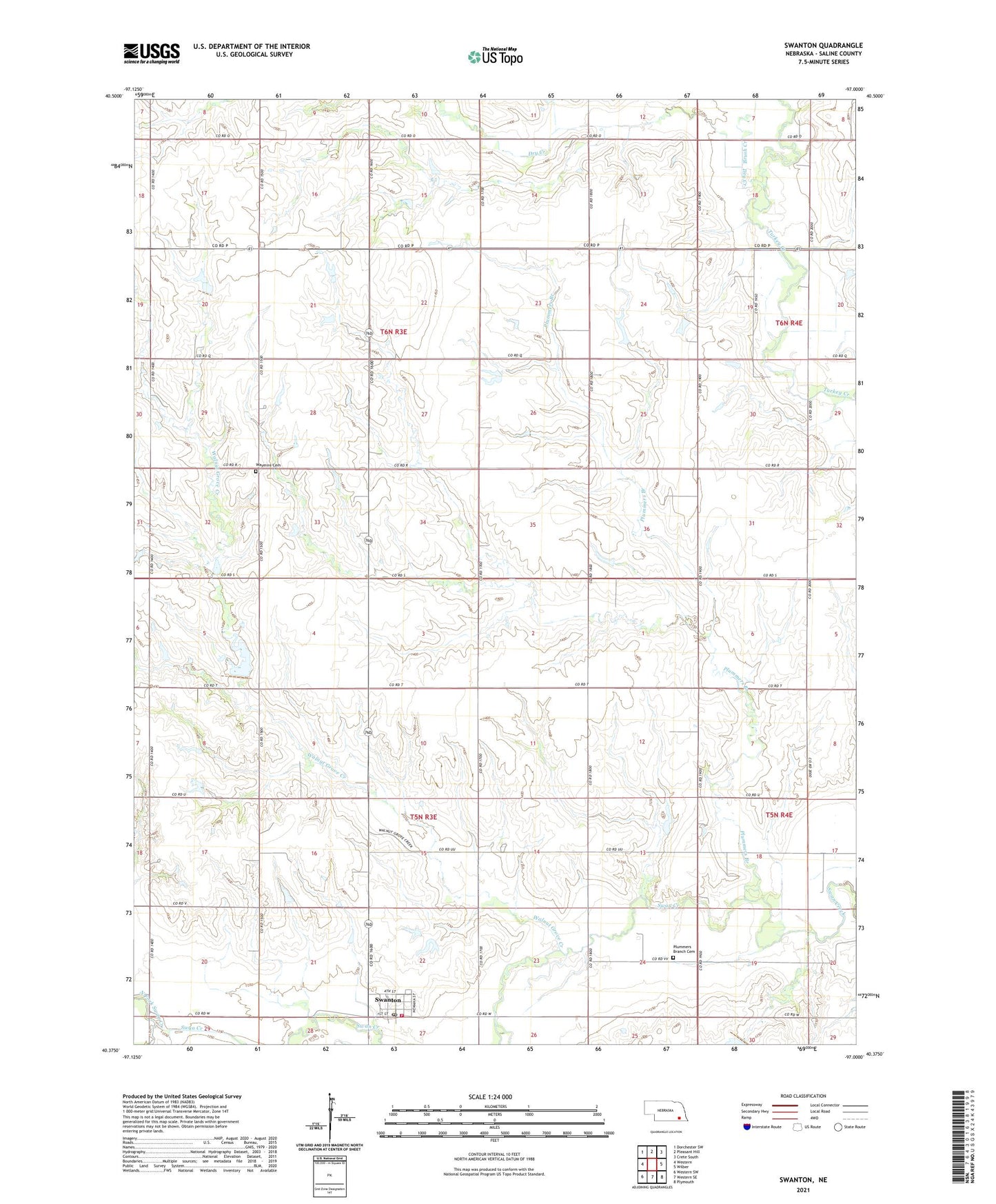 Swanton Nebraska US Topo Map Image