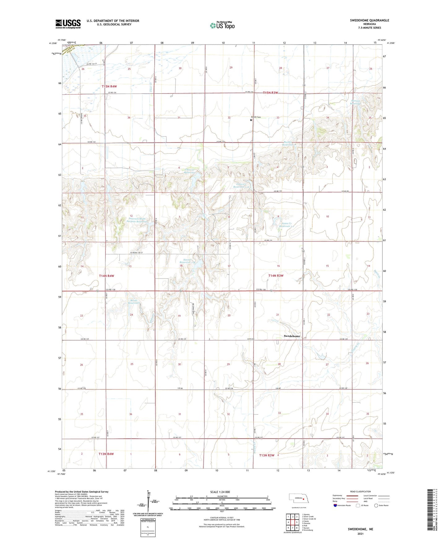 Swedehome Nebraska US Topo Map Image