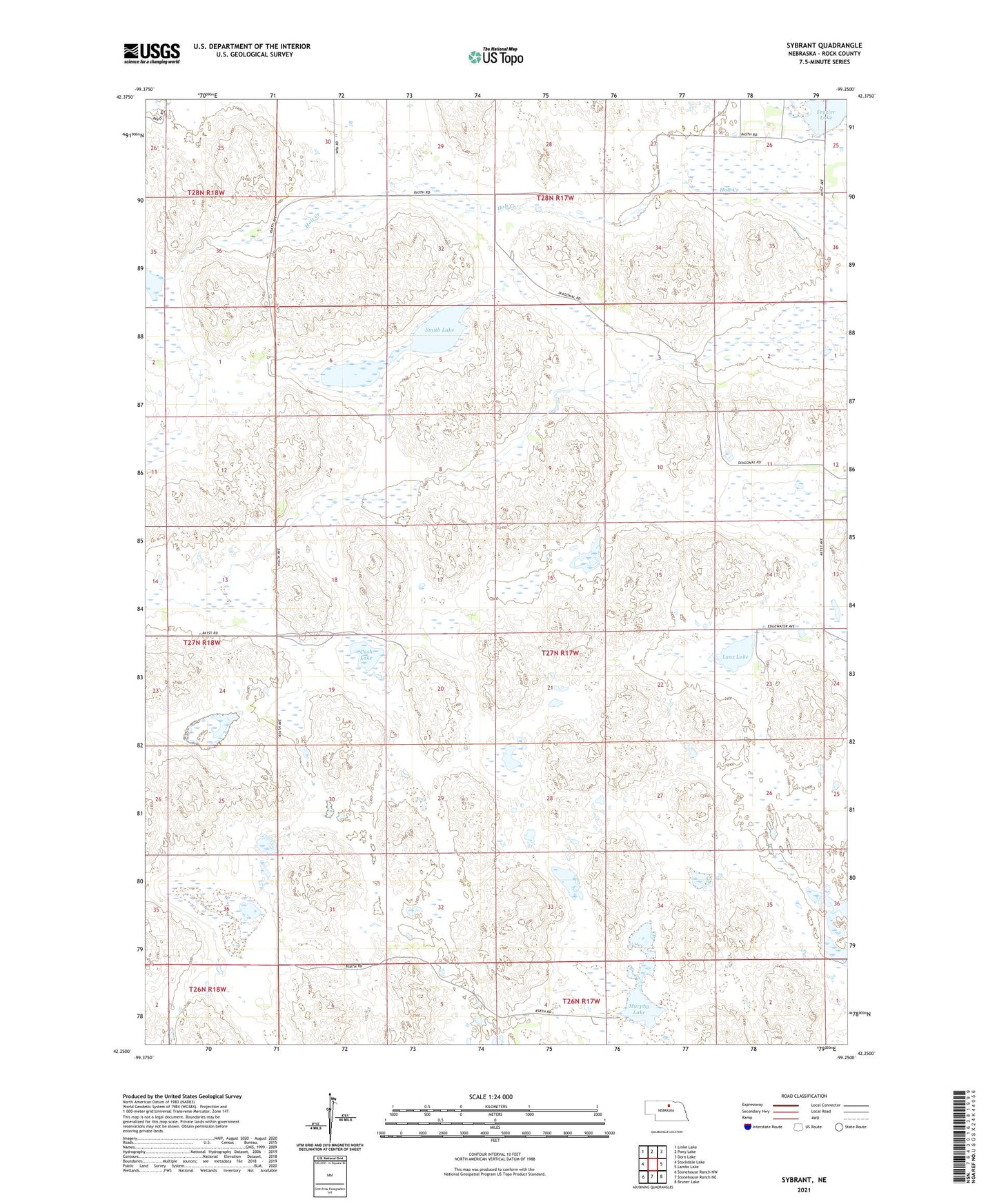 Sybrant Nebraska US Topo Map Image