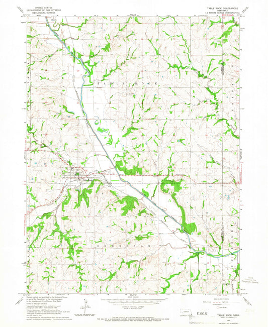 Classic USGS Table Rock Nebraska 7.5'x7.5' Topo Map Image