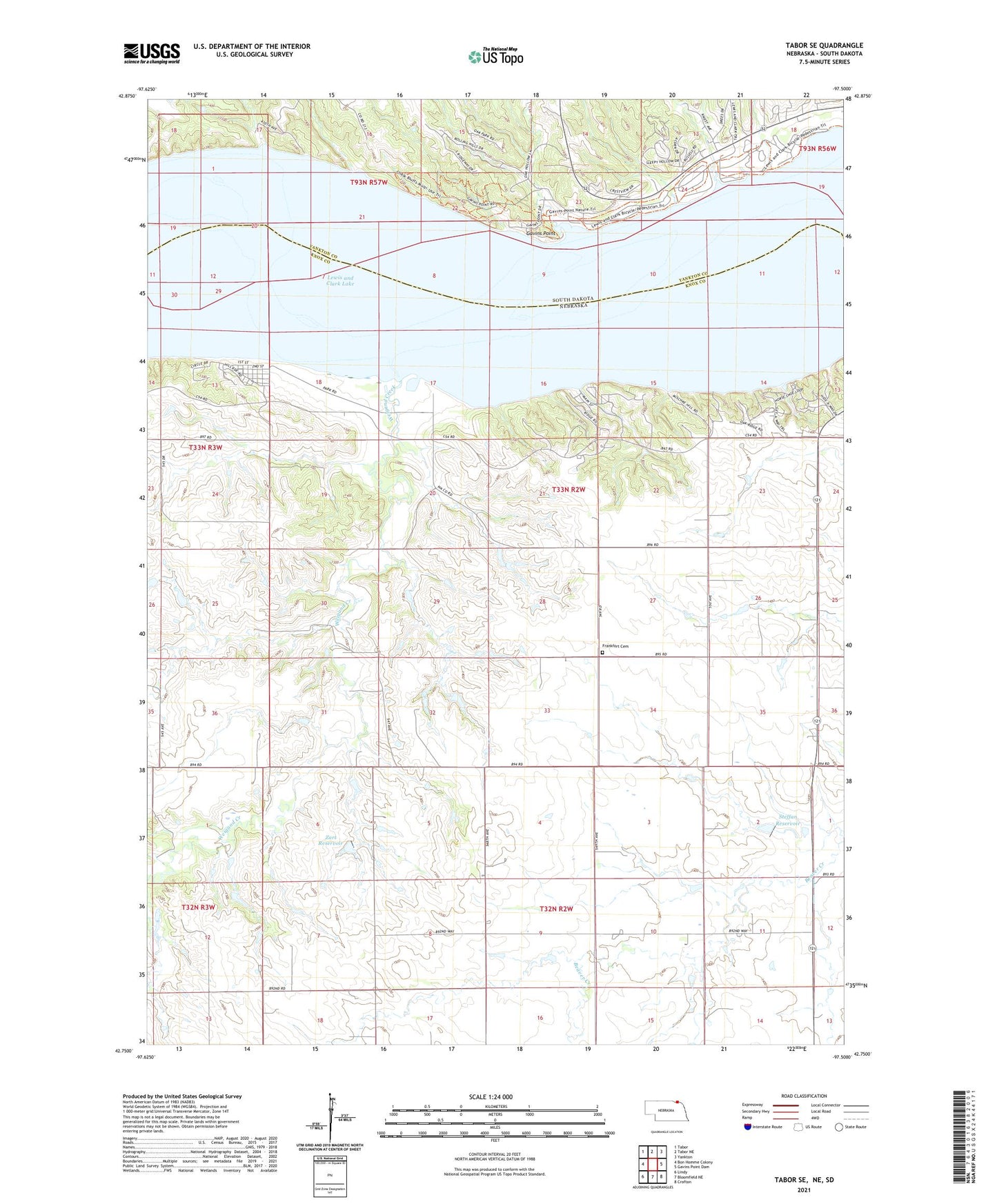 Tabor SE Nebraska US Topo Map Image