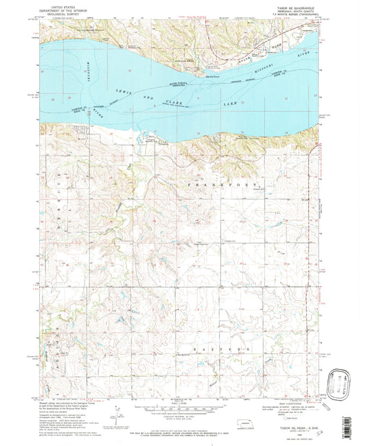 Classic USGS Tabor SE Nebraska 7.5'x7.5' Topo Map Image