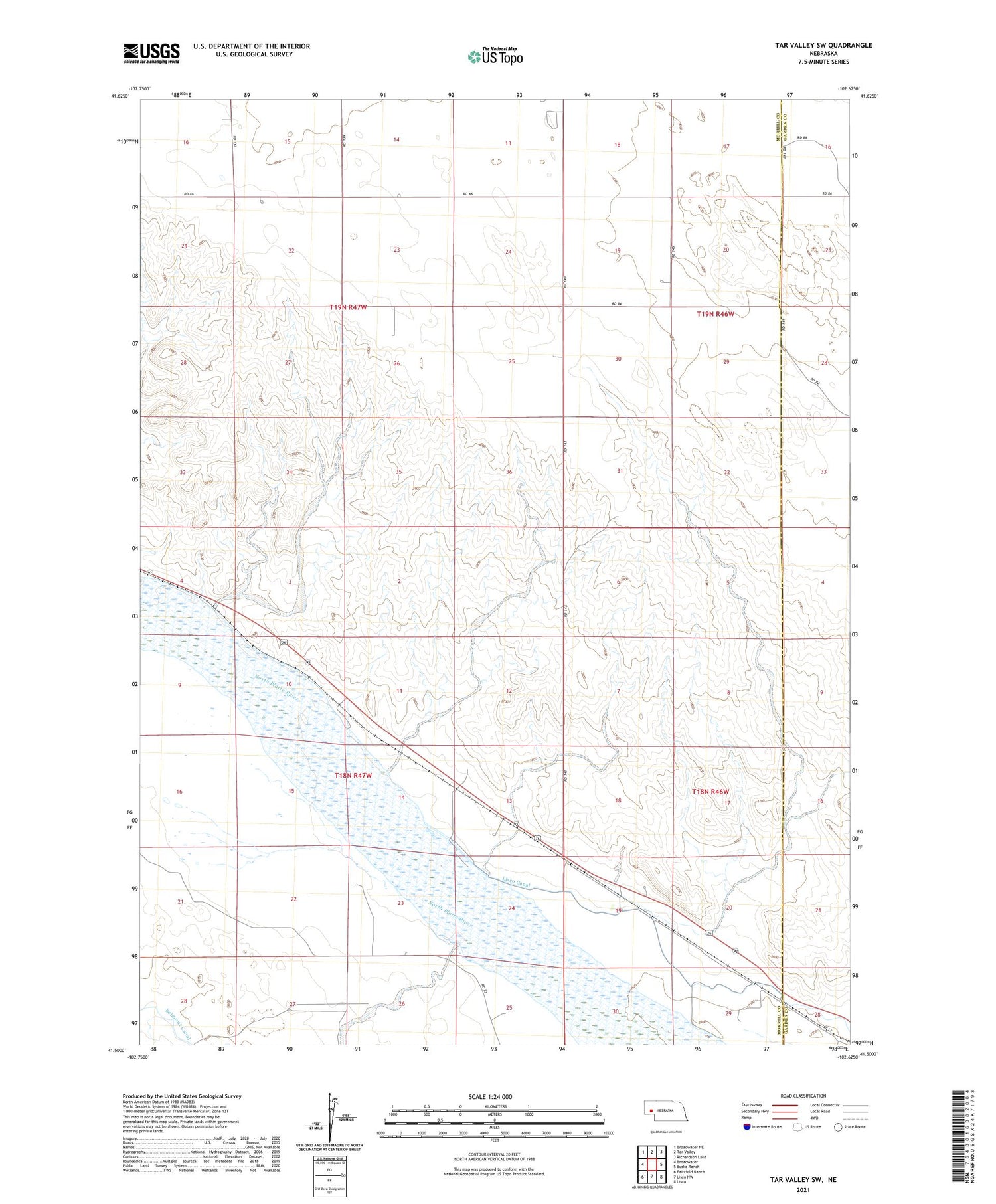 Tar Valley SW Nebraska US Topo Map Image