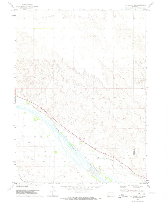 Classic USGS Tar Valley SW Nebraska 7.5'x7.5' Topo Map Image