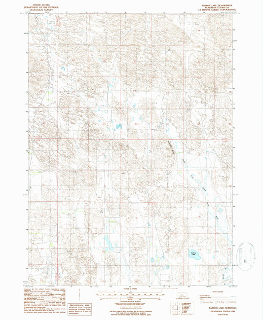 Classic USGS Tarbox Lake Nebraska 7.5'x7.5' Topo Map Image