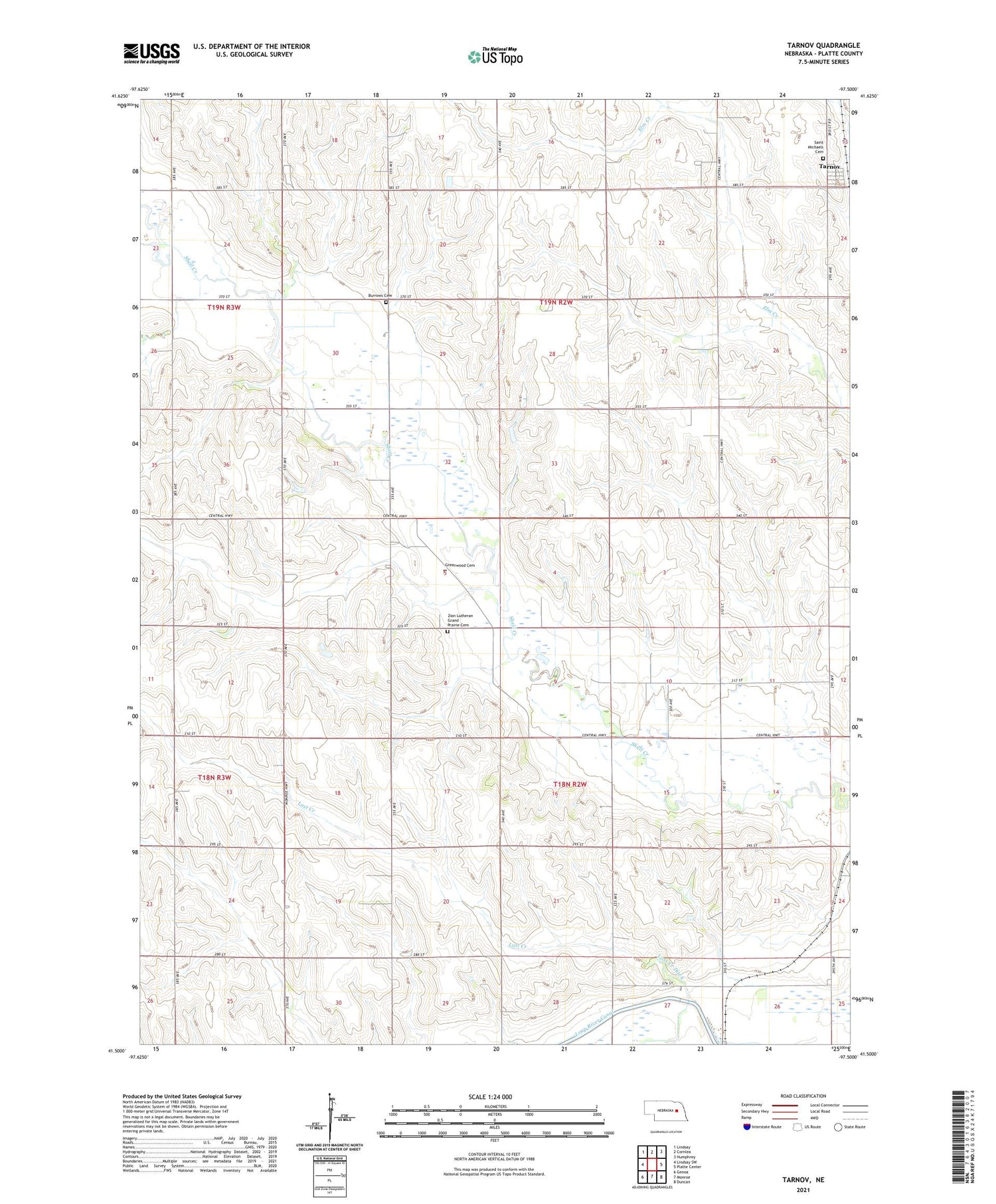 Tarnov Nebraska US Topo Map Image