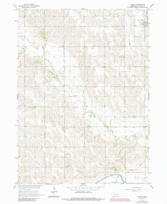 Classic USGS Tarnov Nebraska 7.5'x7.5' Topo Map Image
