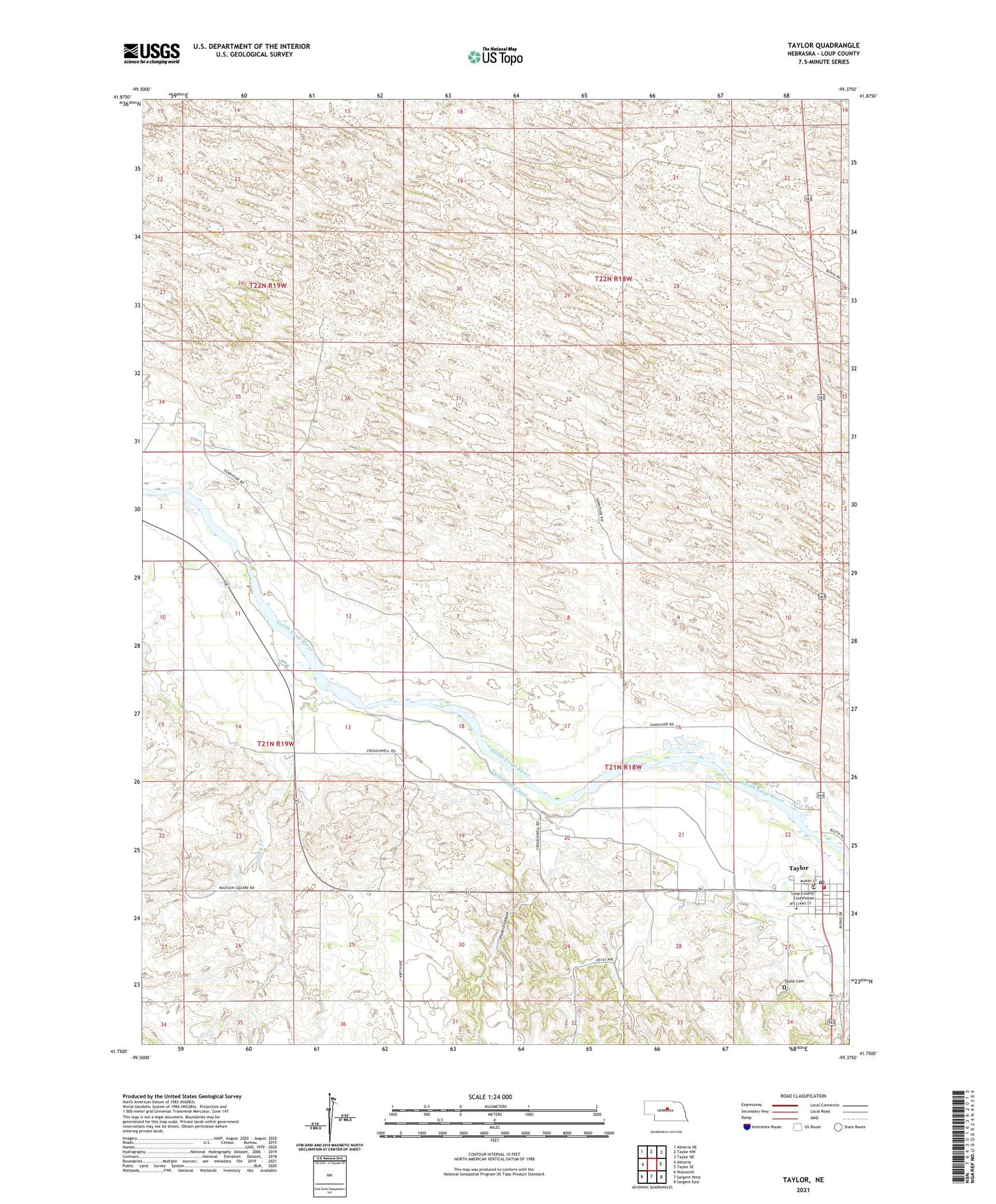 Taylor Nebraska US Topo Map Image