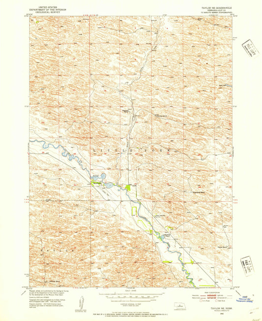Classic USGS Taylor NE Nebraska 7.5'x7.5' Topo Map Image