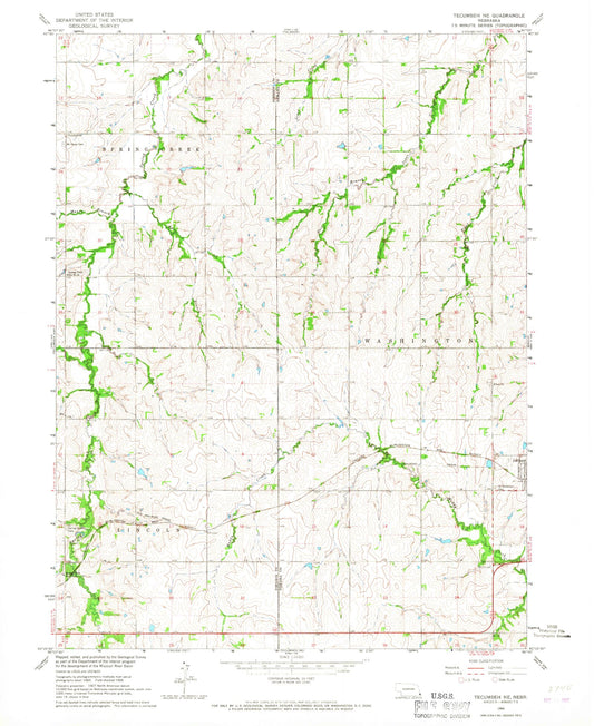 Classic USGS Tecumseh NE Nebraska 7.5'x7.5' Topo Map Image
