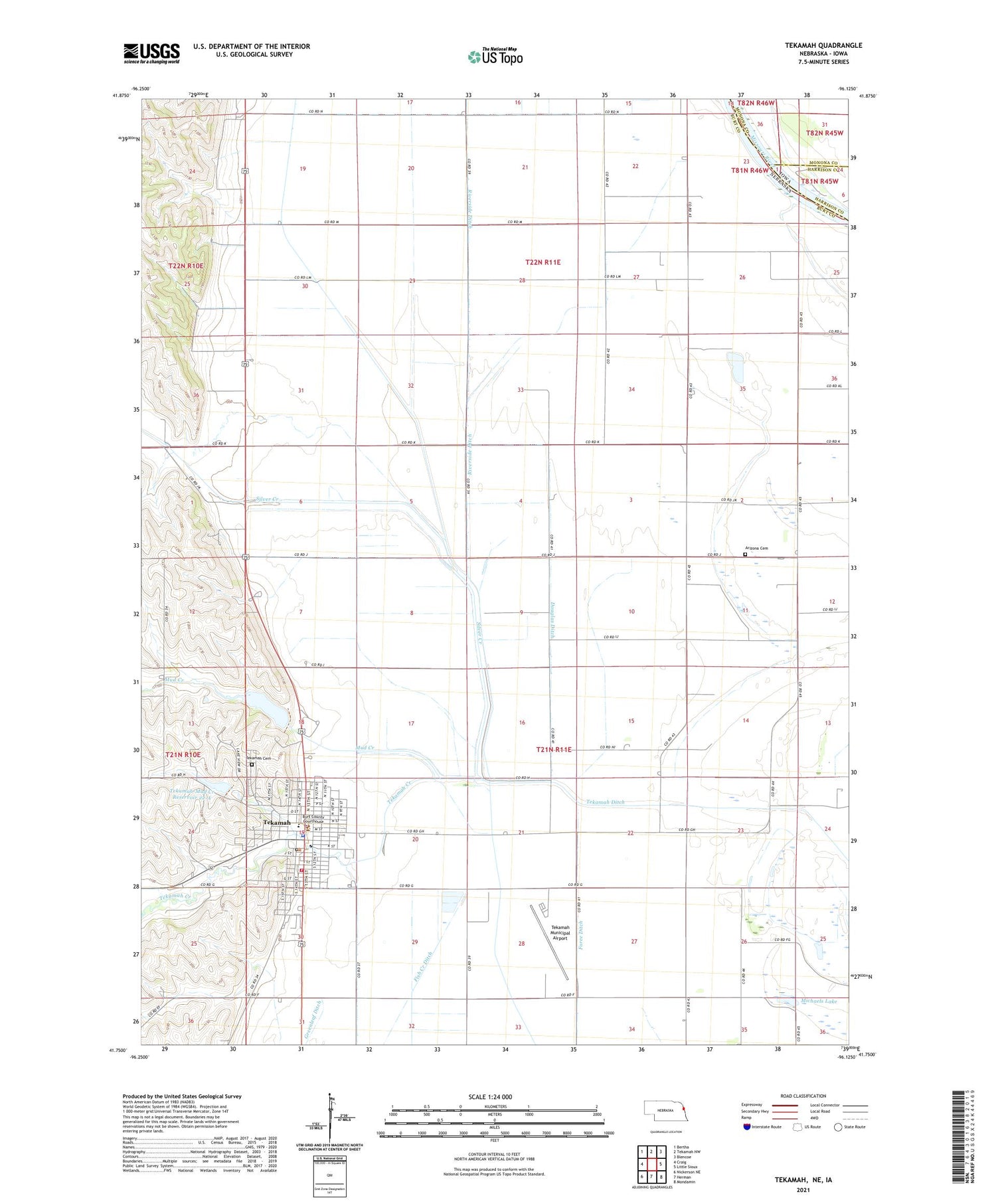 Tekamah Nebraska US Topo Map Image