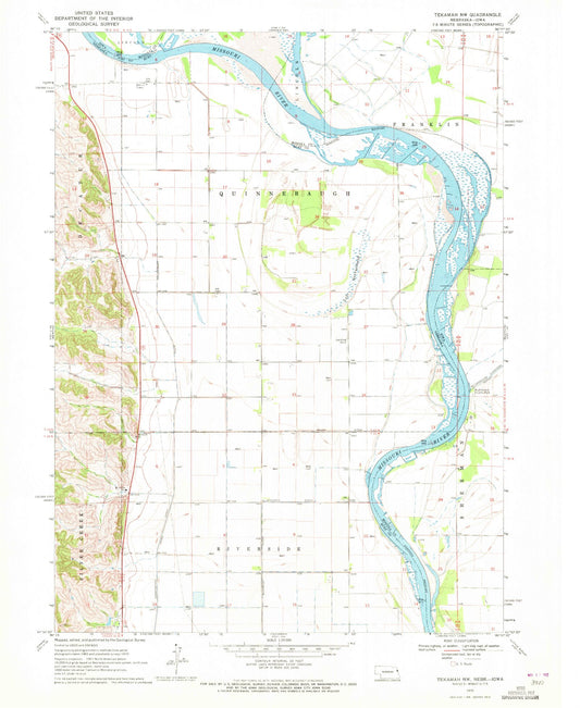 Classic USGS Tekamah NW Nebraska 7.5'x7.5' Topo Map Image