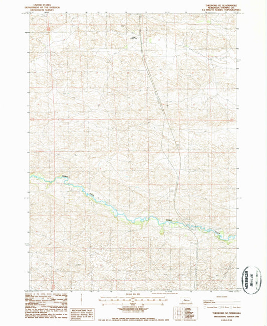 Classic USGS Thedford SE Nebraska 7.5'x7.5' Topo Map Image
