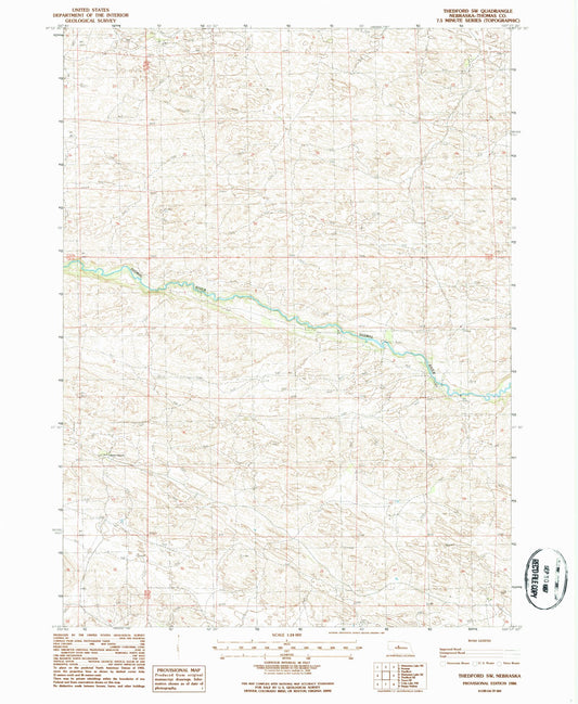 Classic USGS Thedford SW Nebraska 7.5'x7.5' Topo Map Image