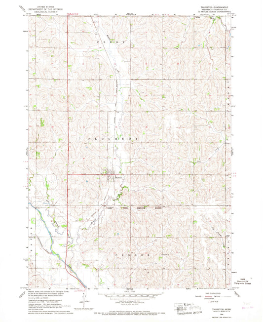 Classic USGS Thurston Nebraska 7.5'x7.5' Topo Map Image