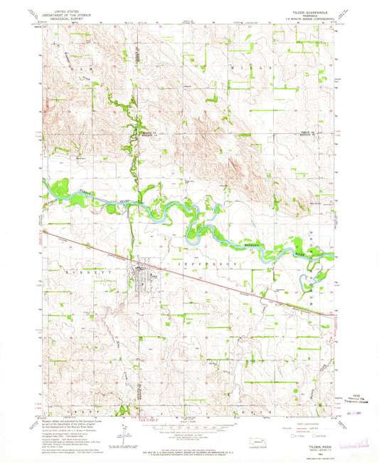 Classic USGS Tilden Nebraska 7.5'x7.5' Topo Map Image