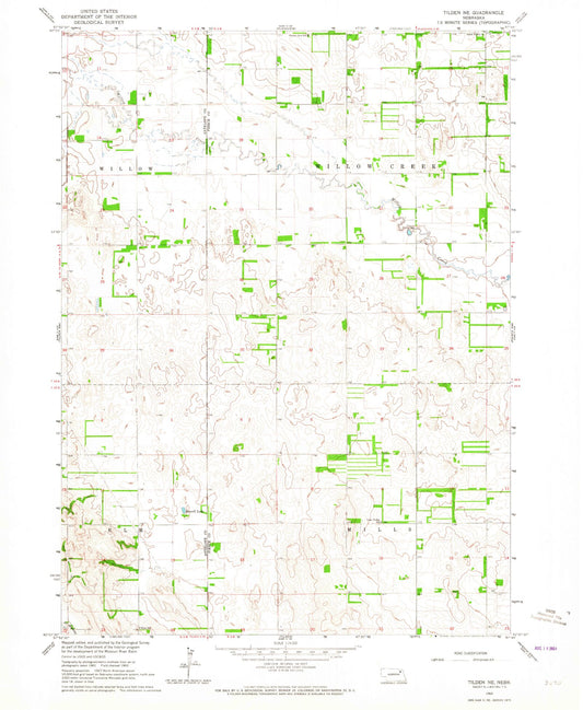 Classic USGS Tilden NE Nebraska 7.5'x7.5' Topo Map Image