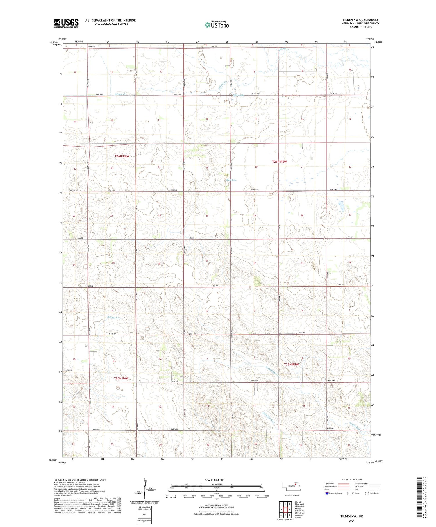 Tilden NW Nebraska US Topo Map Image