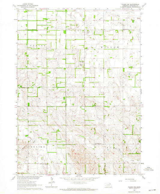 Classic USGS Tilden NW Nebraska 7.5'x7.5' Topo Map Image