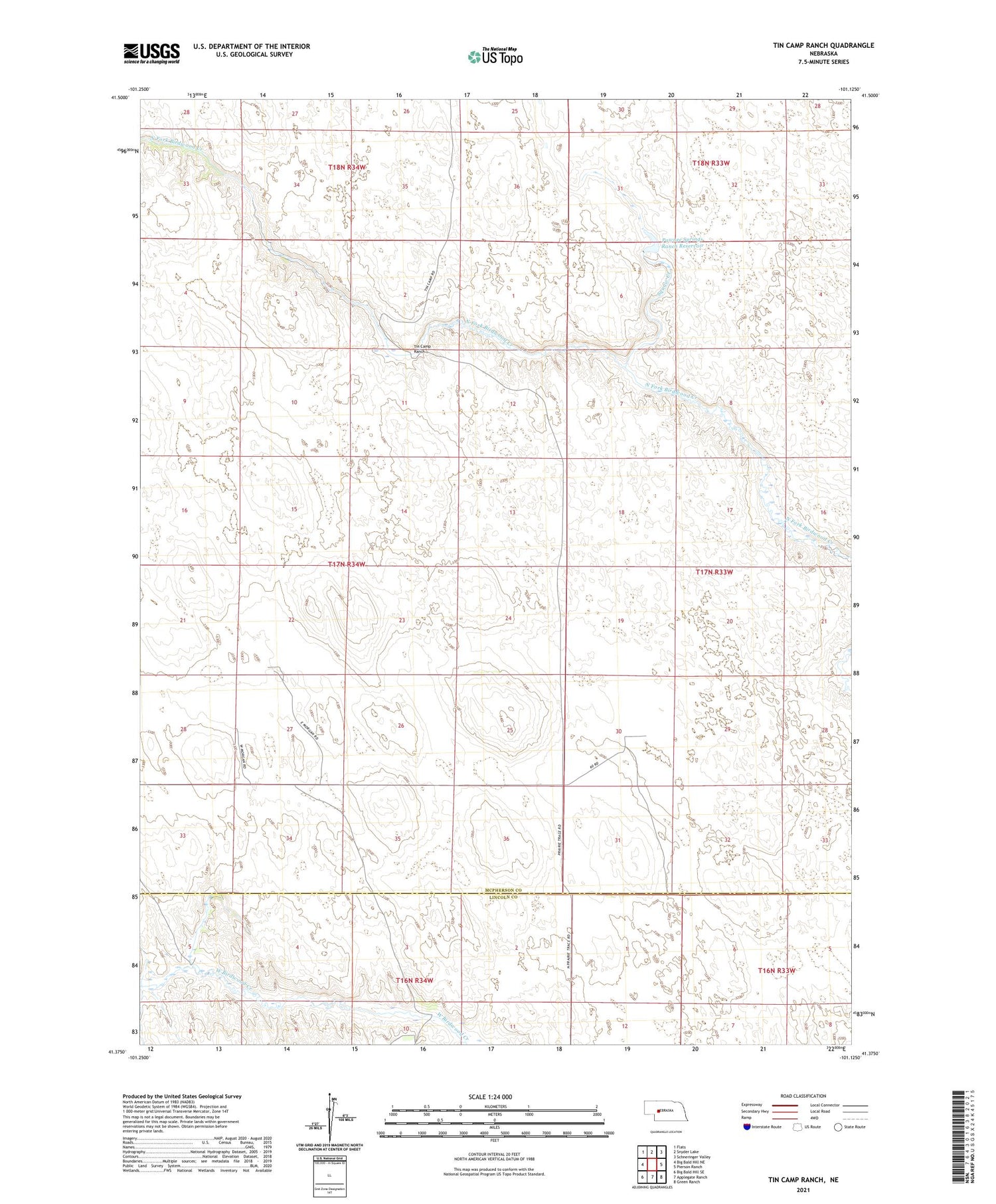 Tin Camp Ranch Nebraska US Topo Map Image