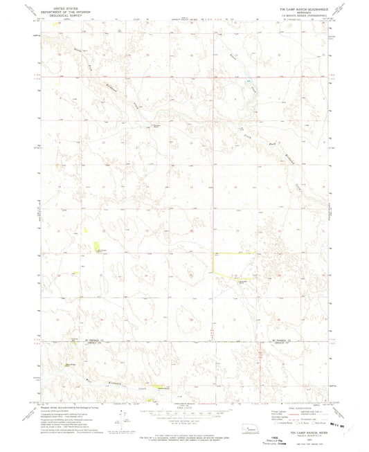 Classic USGS Tin Camp Ranch Nebraska 7.5'x7.5' Topo Map Image