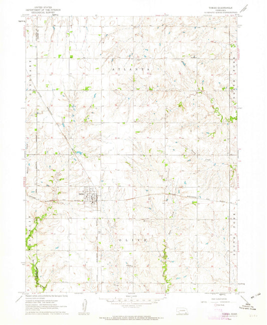 Classic USGS Tobias Nebraska 7.5'x7.5' Topo Map Image