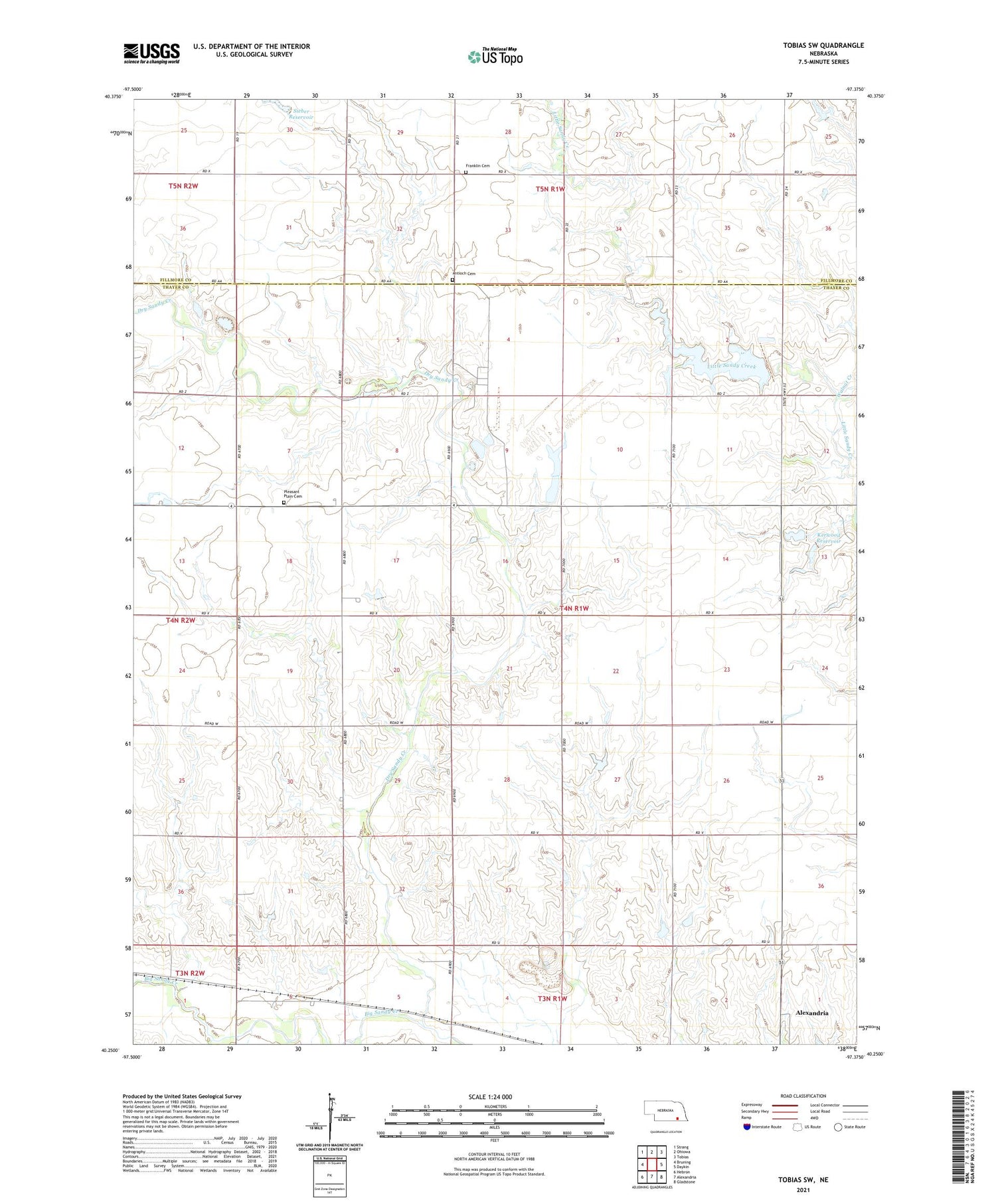 Tobias SW Nebraska US Topo Map Image