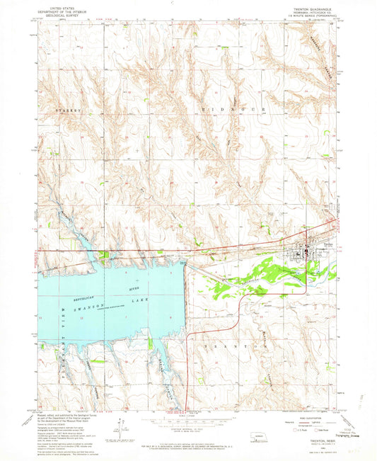 Classic USGS Trenton Nebraska 7.5'x7.5' Topo Map Image