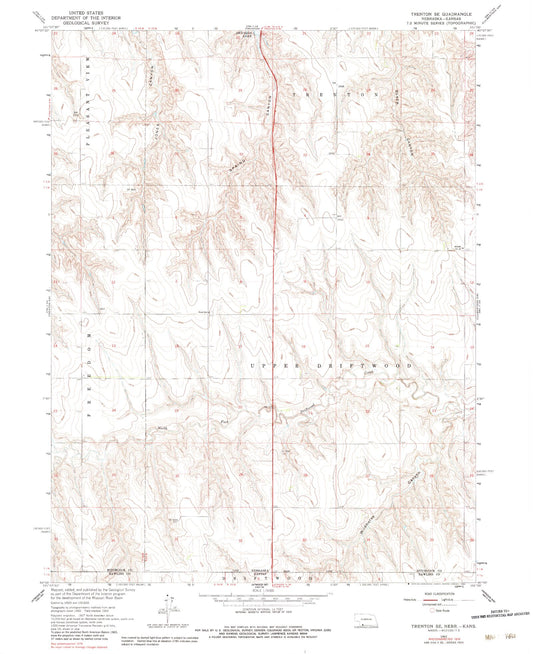 Classic USGS Trenton SE Nebraska 7.5'x7.5' Topo Map Image