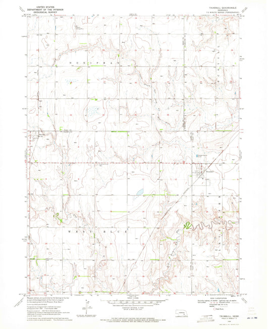 Classic USGS Trumbull Nebraska 7.5'x7.5' Topo Map Image