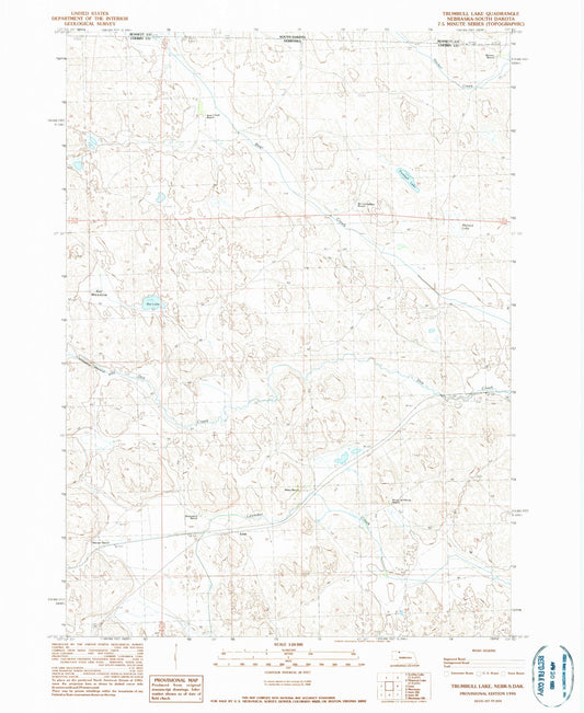 Classic USGS Trumbull Lake Nebraska 7.5'x7.5' Topo Map Image