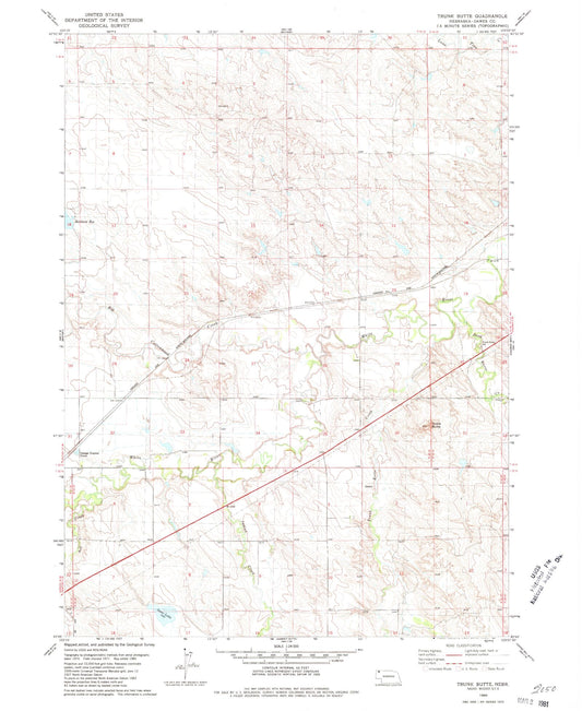 Classic USGS Trunk Butte Nebraska 7.5'x7.5' Topo Map Image
