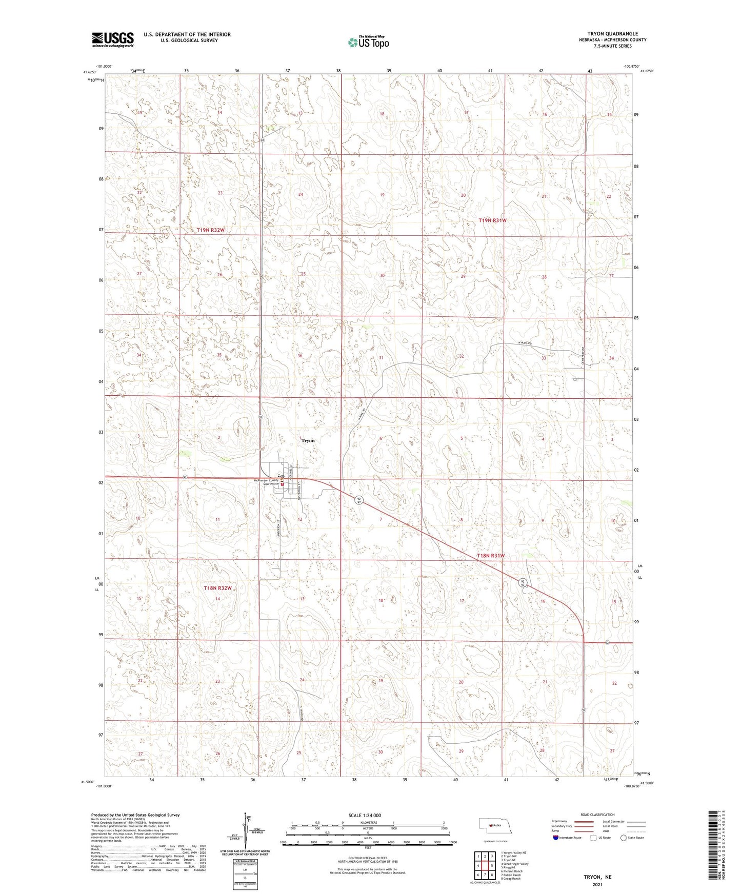 Tryon Nebraska US Topo Map Image