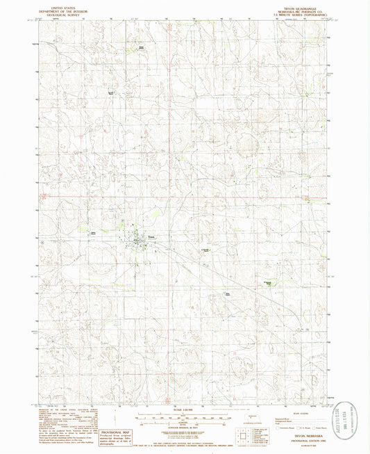 Classic USGS Tryon Nebraska 7.5'x7.5' Topo Map Image