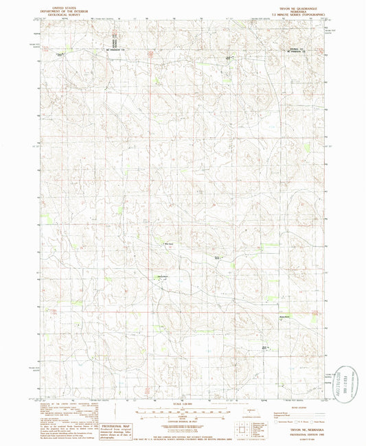 Classic USGS Tryon NE Nebraska 7.5'x7.5' Topo Map Image