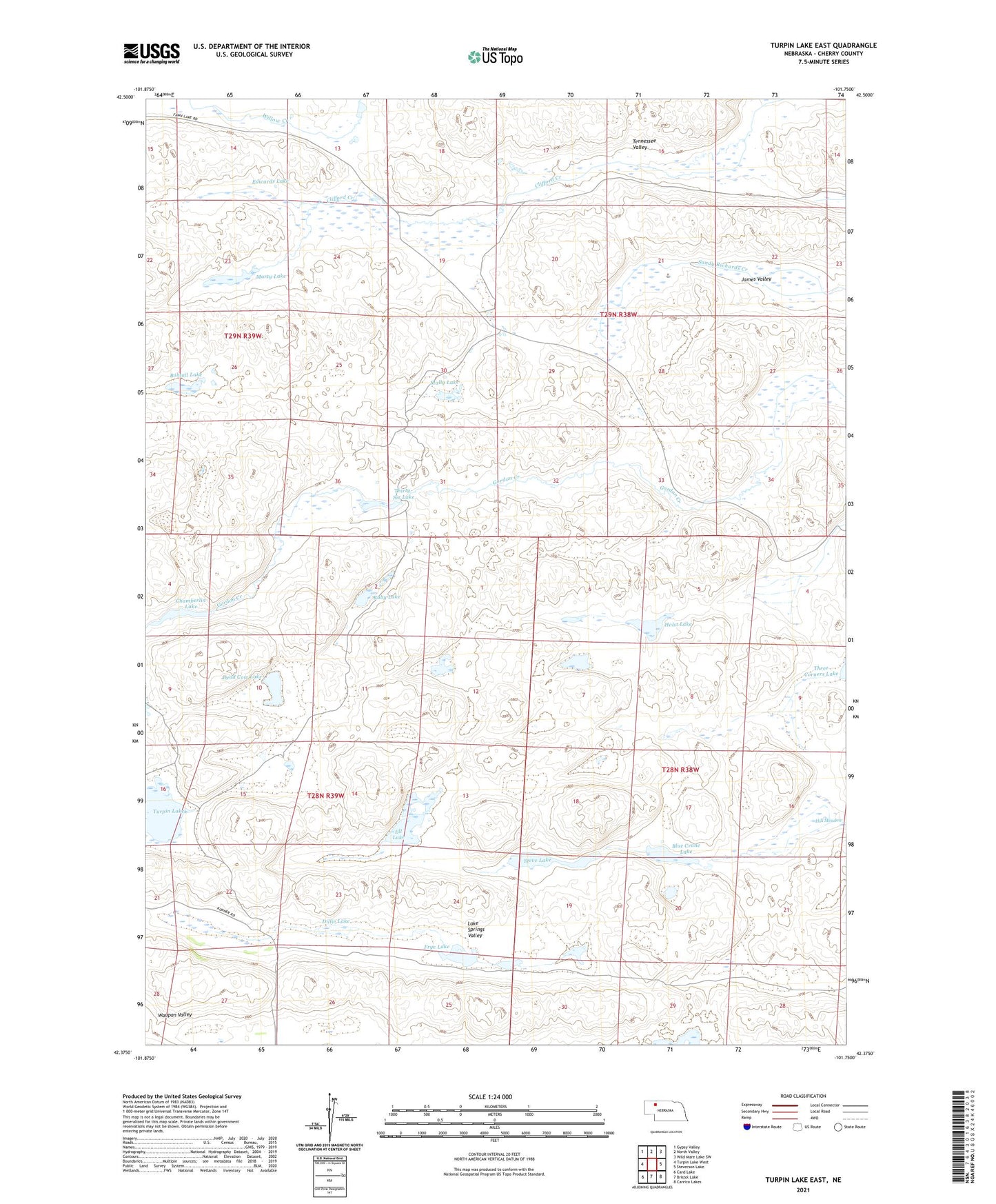 Turpin Lake East Nebraska US Topo Map Image