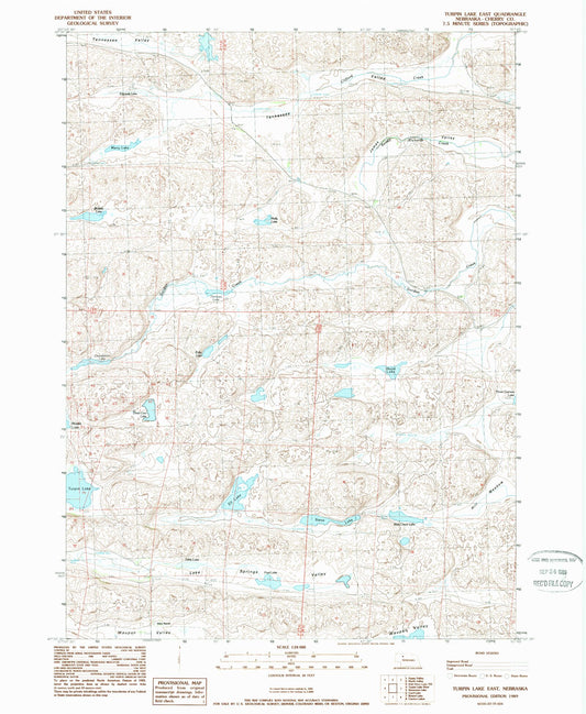 Classic USGS Turpin Lake East Nebraska 7.5'x7.5' Topo Map Image