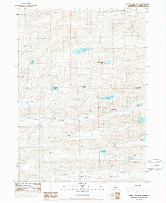 Classic USGS Turpin Lake West Nebraska 7.5'x7.5' Topo Map Image