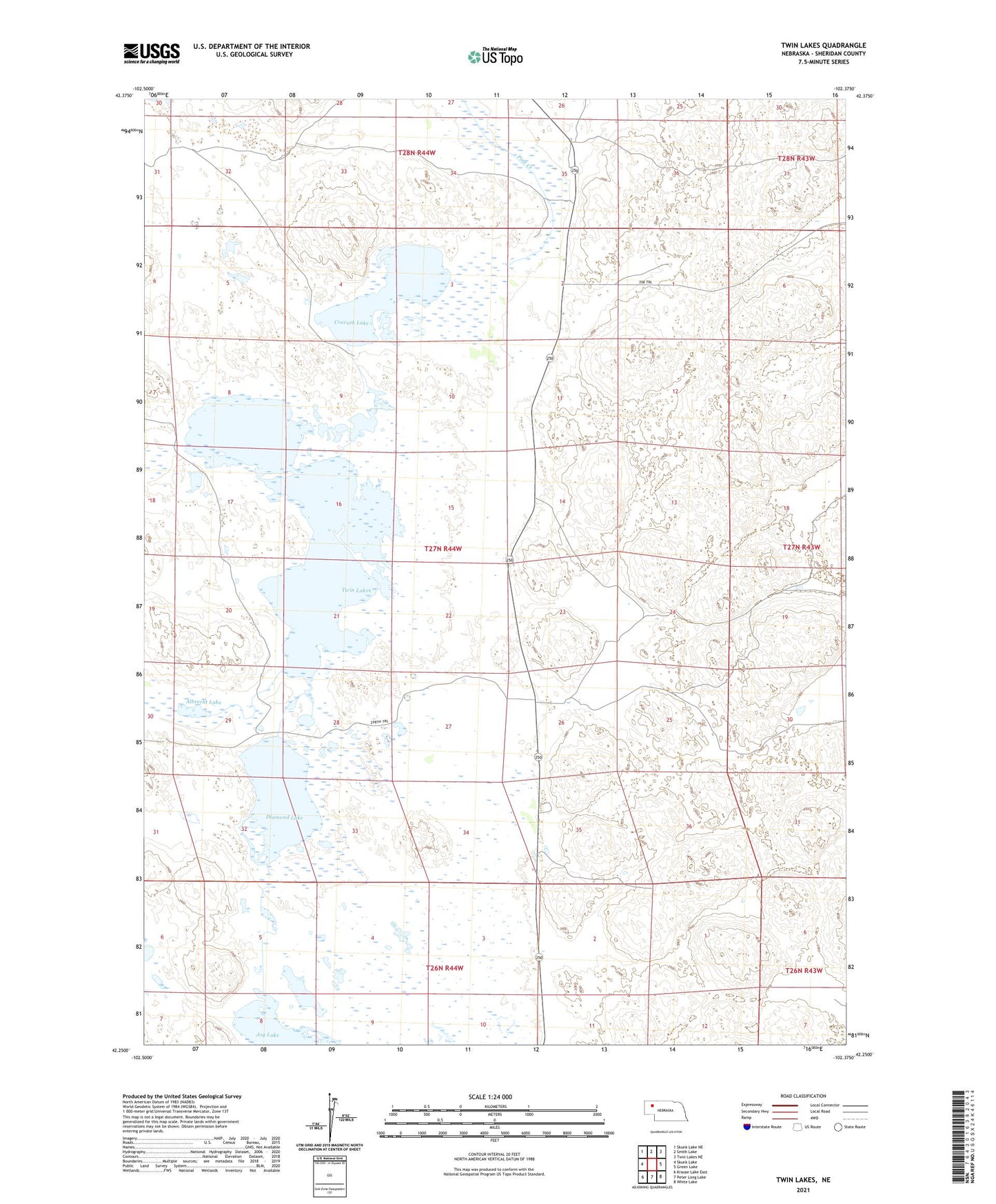 Twin Lakes Nebraska US Topo Map Image