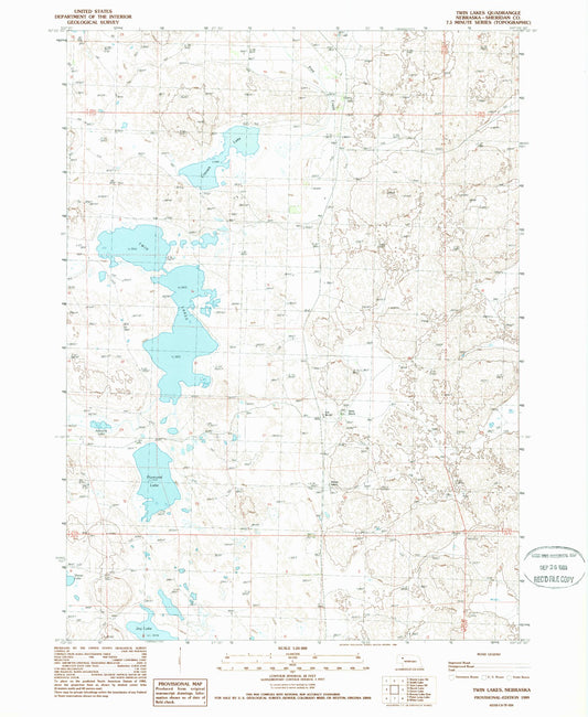Classic USGS Twin Lakes Nebraska 7.5'x7.5' Topo Map Image