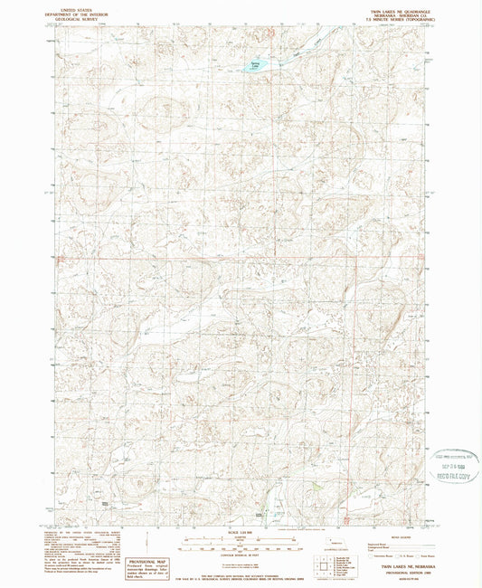 Classic USGS Twin Lakes NE Nebraska 7.5'x7.5' Topo Map Image