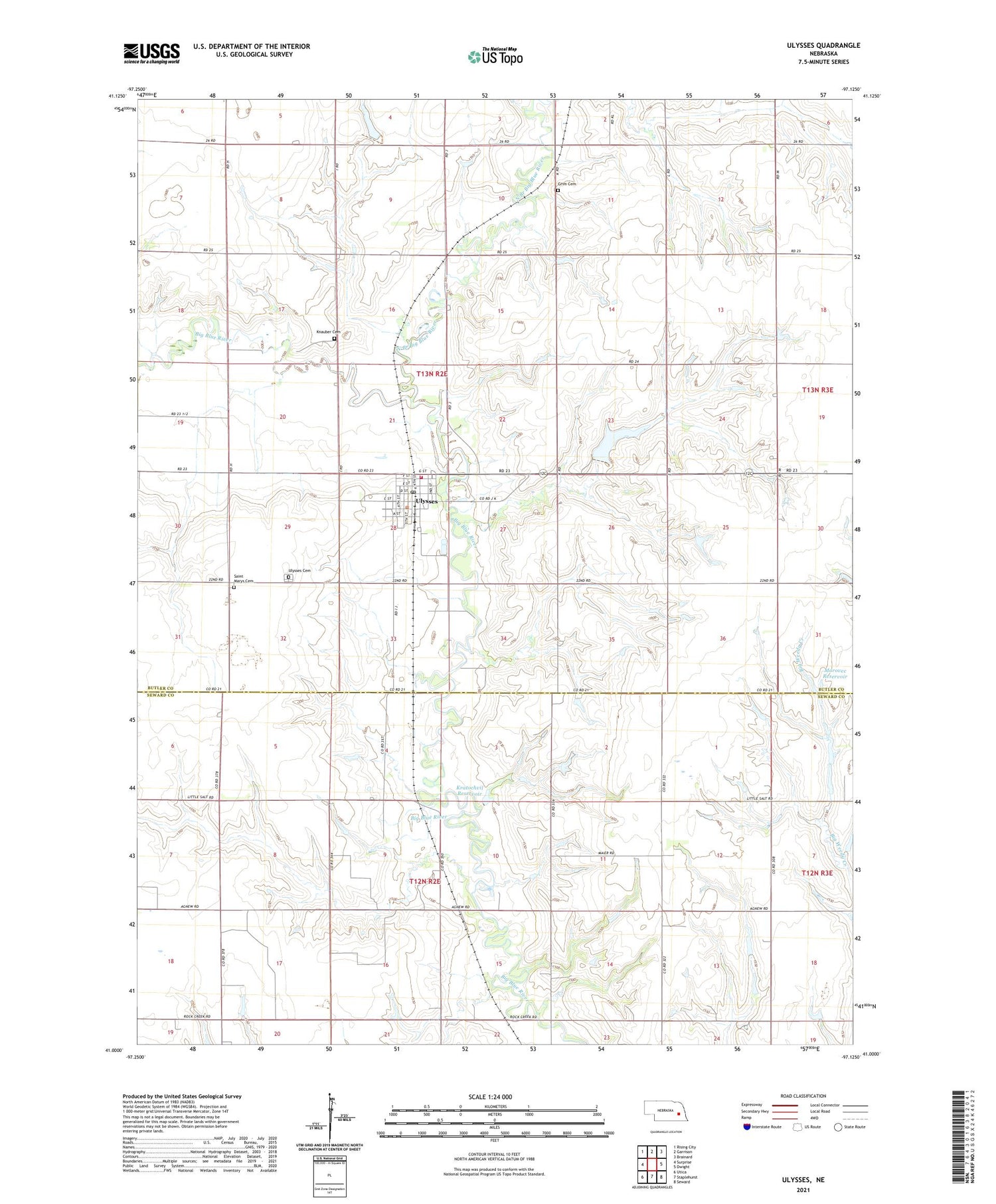 Ulysses Nebraska US Topo Map Image